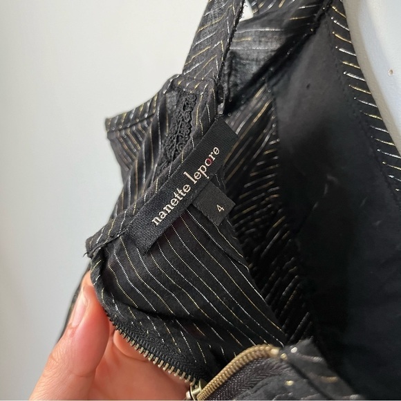 Nanette Lepore Vintage 2000s Isis Pinstripe Embroidered Chain Blouse Top Size 4 - Picture 10 of 16